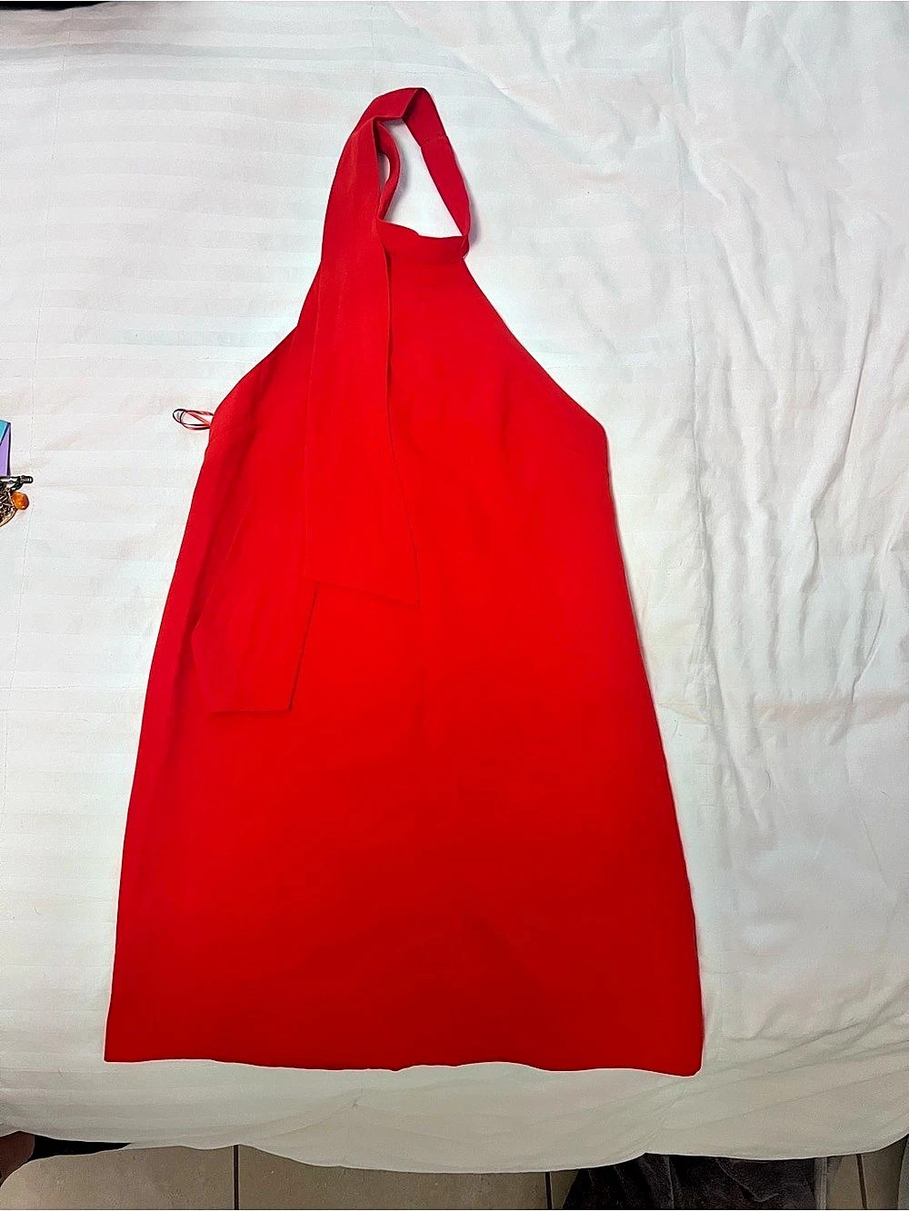 MNG (Mango) Orange Halter Scarf Tie Mini Dress